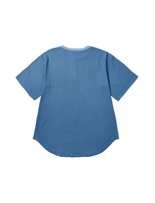 リサイクルポリエステルワッフルヘンリーネックTシャツ