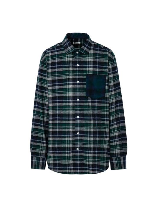 ブロッキング フランネルシャツ