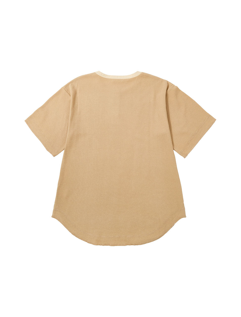 リサイクルポリエステルワッフルヘンリーネックTシャツ