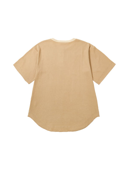 リサイクルポリエステルワッフルヘンリーネックTシャツ