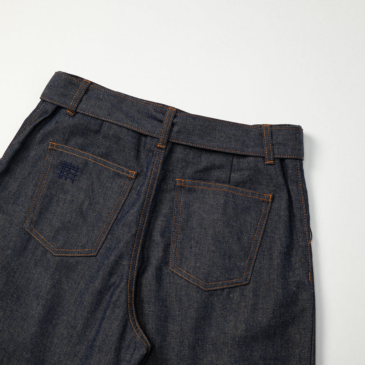 ベルト付きリツイルワイドレッグパンツ