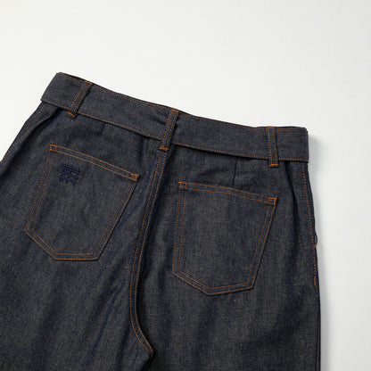 ベルト付きリツイルワイドレッグパンツ