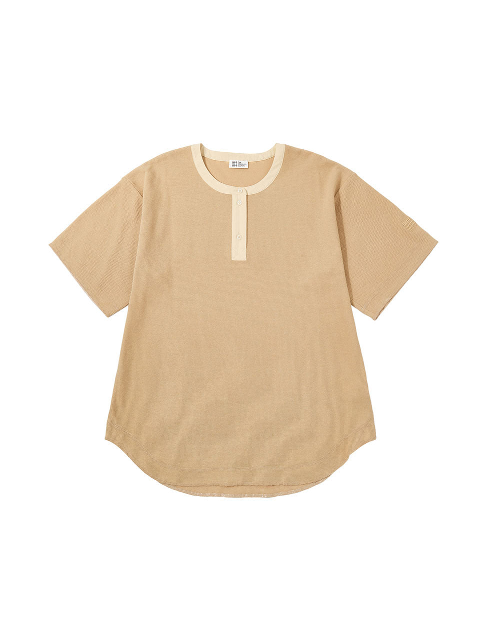 リサイクルポリエステルワッフルヘンリーネックTシャツ