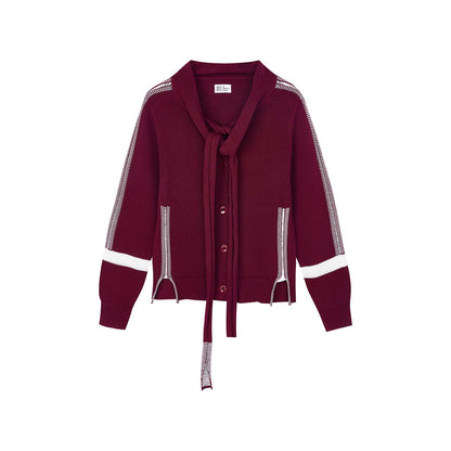 テープジャカードトリム スカーフカーディガン