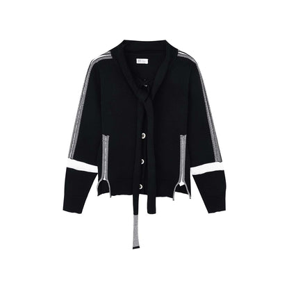 テープジャカードトリム スカーフカーディガン