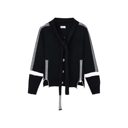 テープジャカードトリム スカーフカーディガン