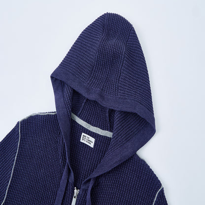 ワッフルロングスリーブフーディー カーディガン