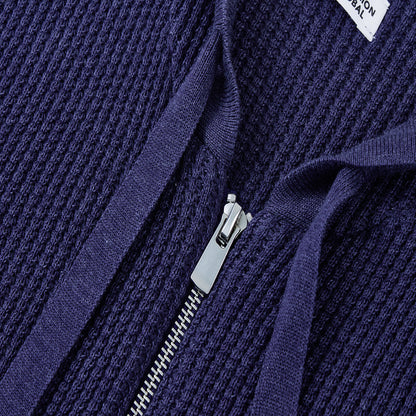 ワッフルロングスリーブフーディー カーディガン