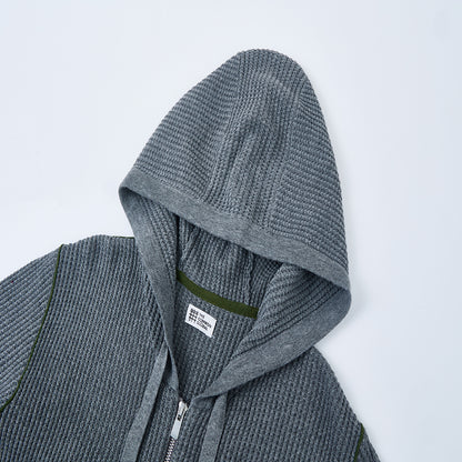 ワッフルロングスリーブフーディー カーディガン