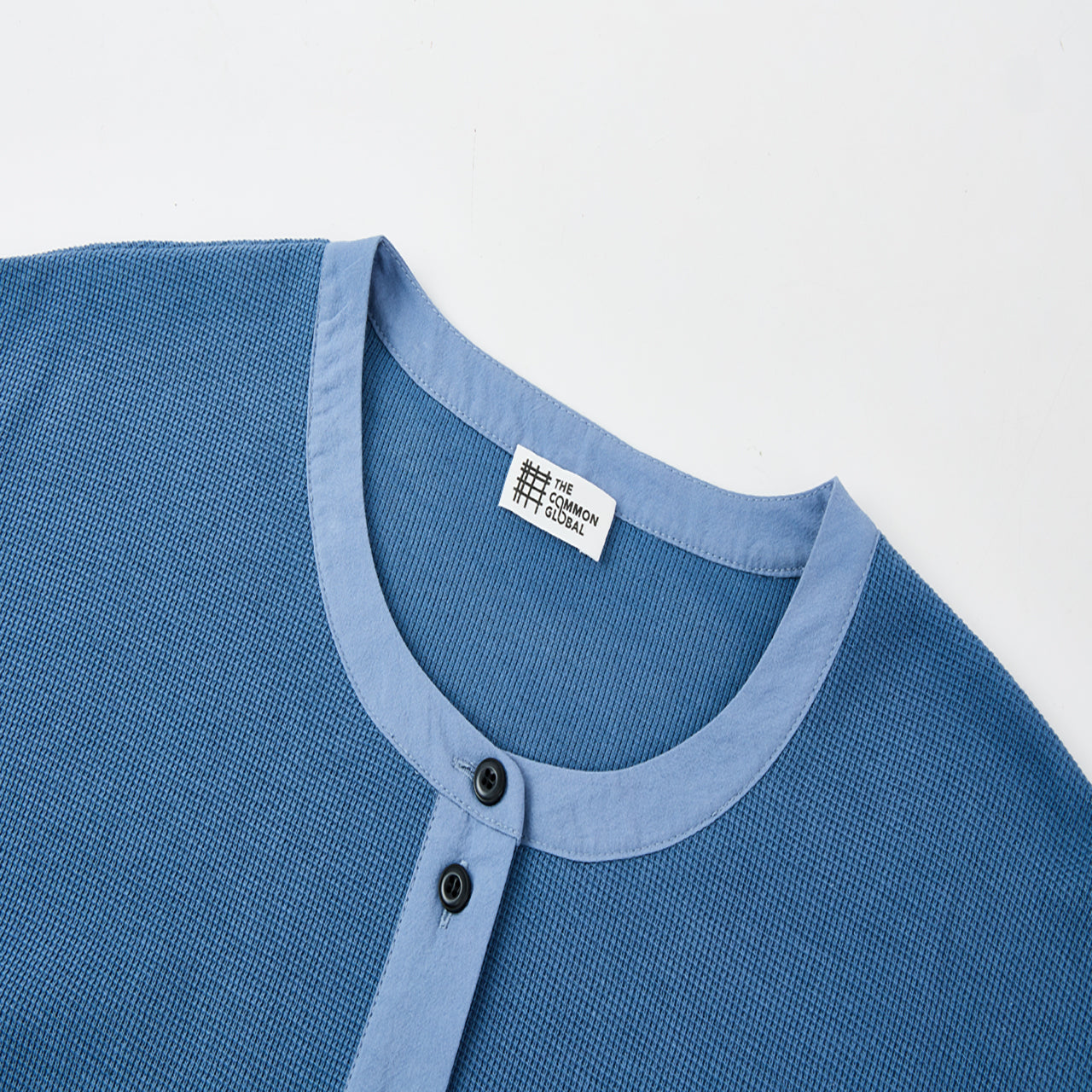 リサイクルポリエステルワッフルヘンリーネックTシャツ