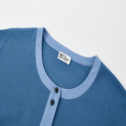 リサイクルポリエステルワッフルヘンリーネックTシャツ
