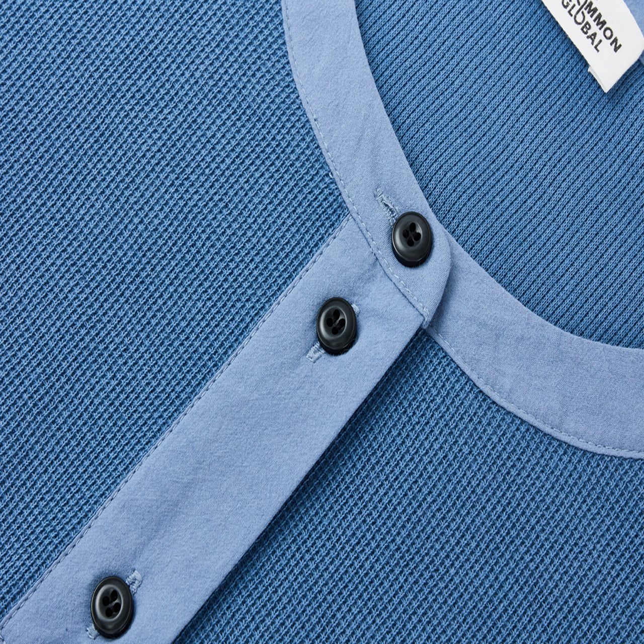 リサイクルポリエステルワッフルヘンリーネックTシャツ