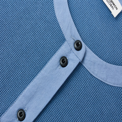 リサイクルポリエステルワッフルヘンリーネックTシャツ