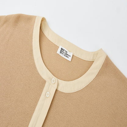 リサイクルポリエステルワッフルヘンリーネックTシャツ