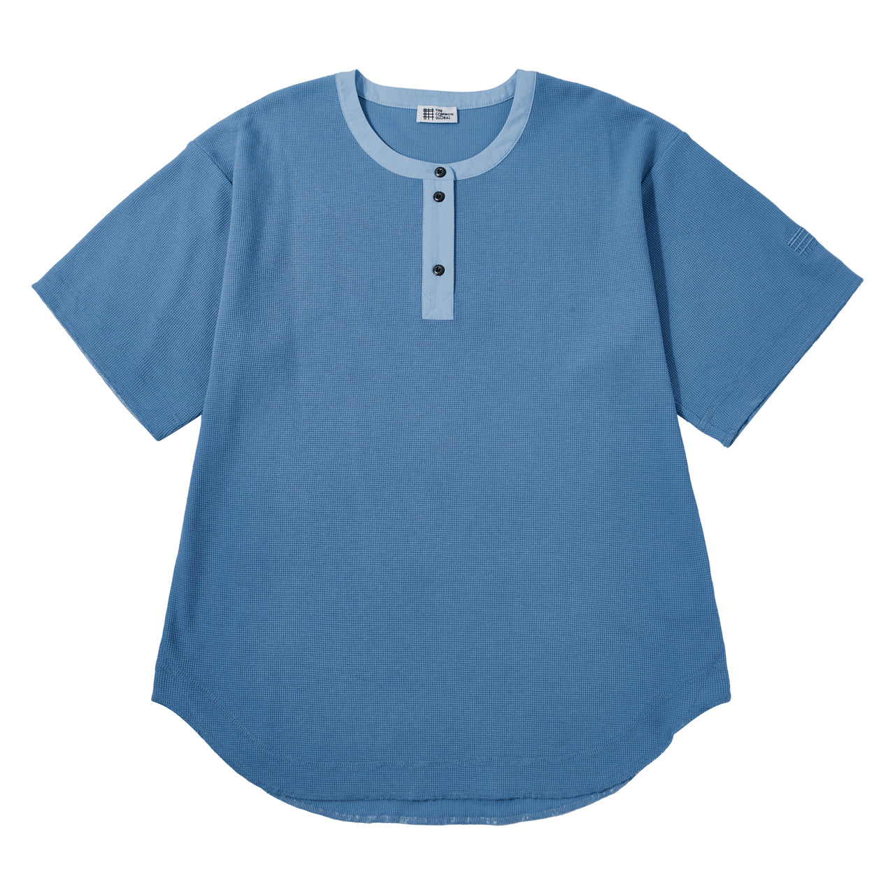 リサイクルポリエステルワッフルヘンリーネックTシャツ