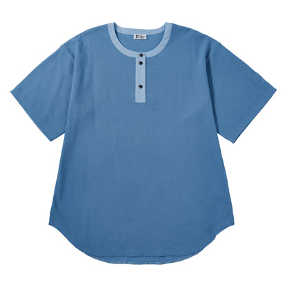 リサイクルポリエステルワッフルヘンリーネックTシャツ