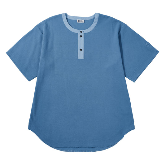 リサイクルポリエステル　ワッフル　ヘンリーネックＴシャツ